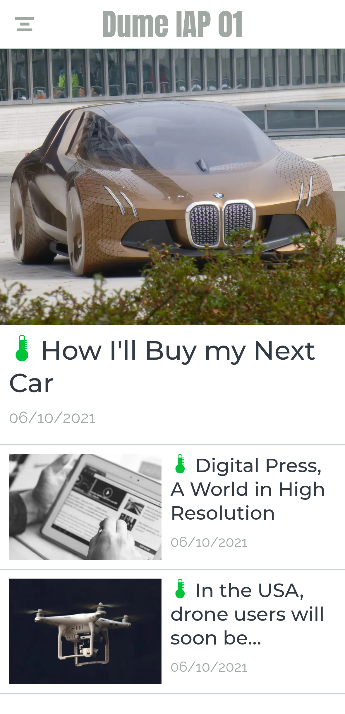 Dume IAP 01 homepage screenshot