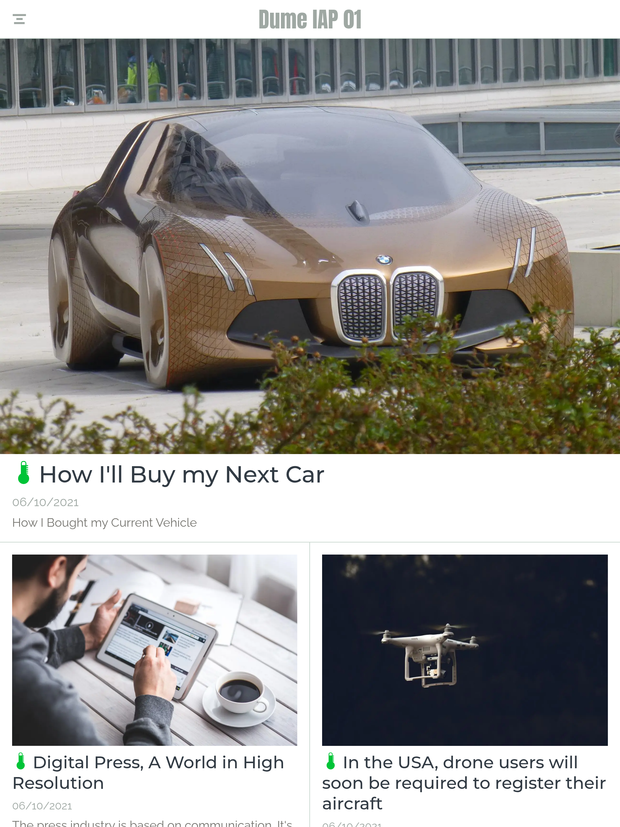 Dume IAP 01 homepage screenshot