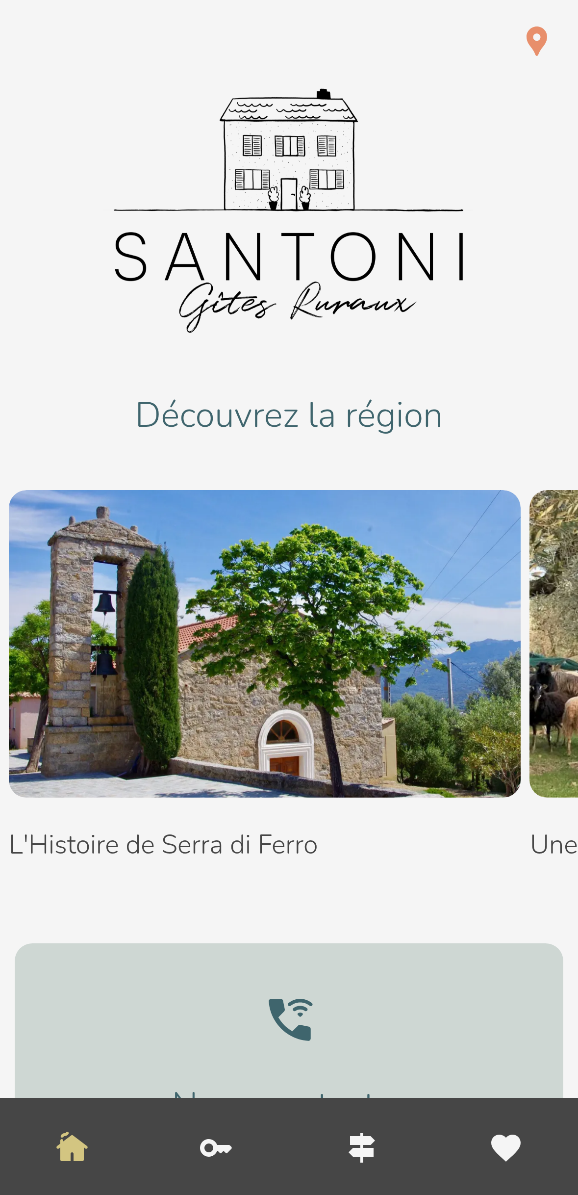 Gîtes Santoni homepage screenshot